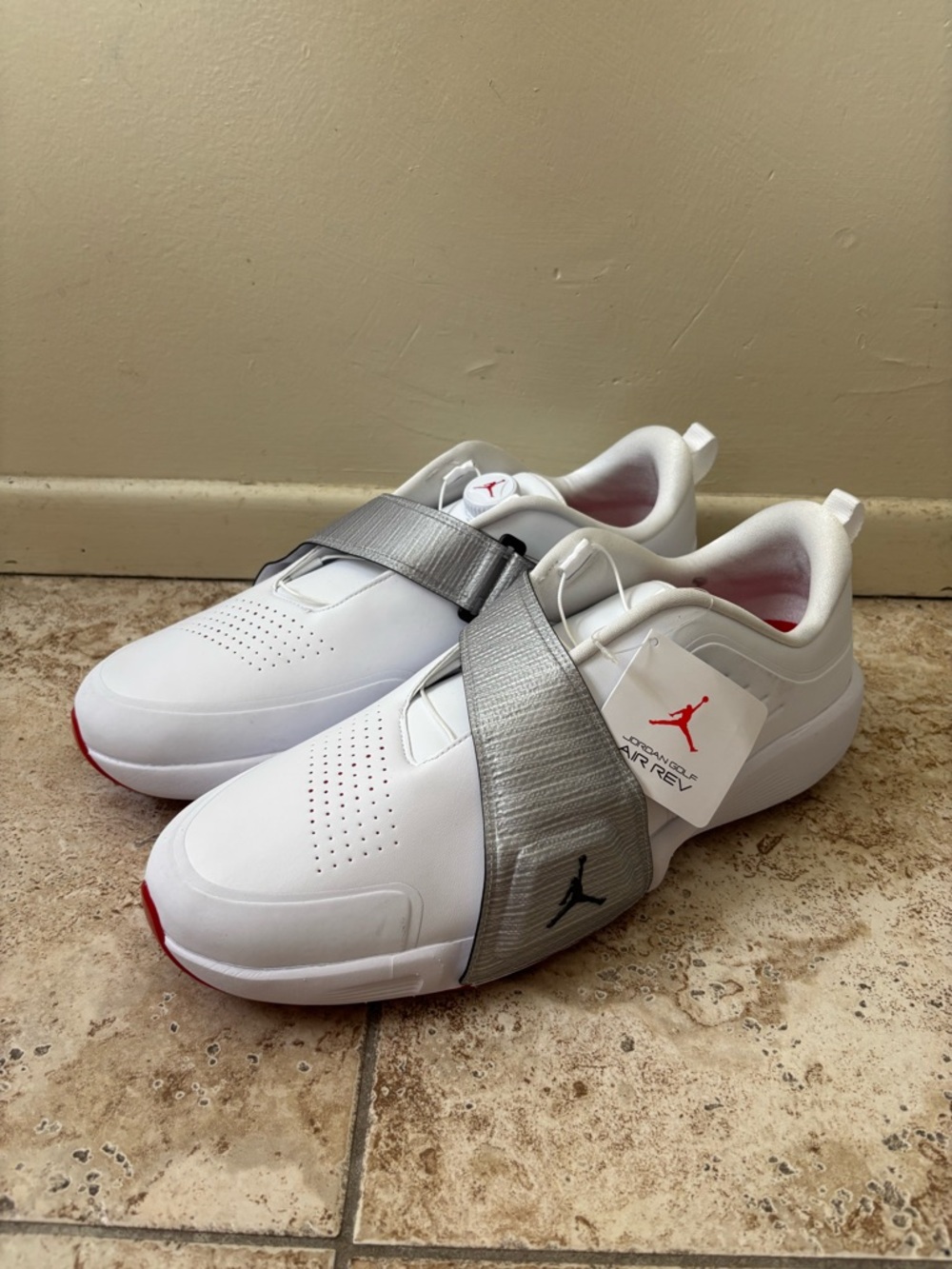 Jordan Air Rev Golf Shoes Cleats White Metallic Silver FV6338-100 Mens Size 15